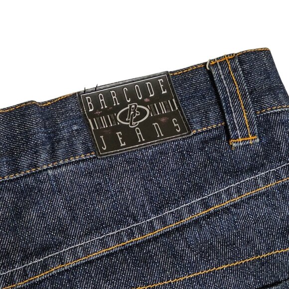 Barcode Jeans Y2K Baggy Wide Leg Denim 32x34 Cargo Stash Pocket Streetwear Skate - Picture 10 of 12